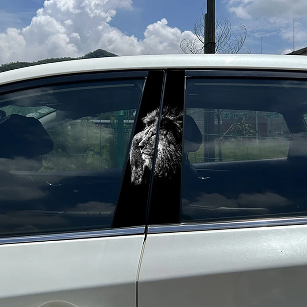 1PC Personality Meditation Lion Car Stickers Waterproof DIY Auto B-pillar Protective Decoration Cover Scratches Vehicle Decals