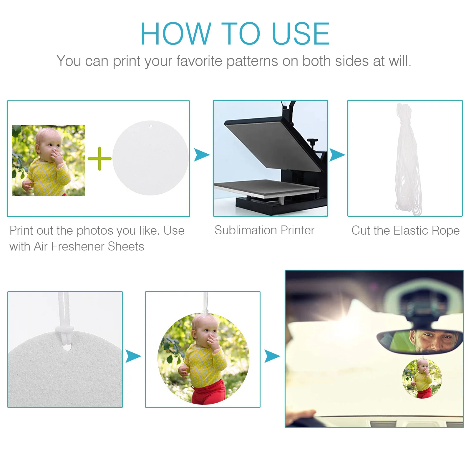 

Aromatherapy Tablets Car Air Freshener DIY Felt Sublimation Blanks Portable Natural Practical