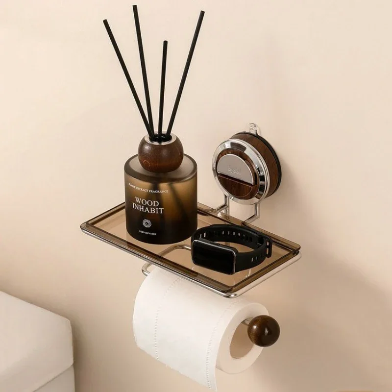 Metal Toilet Paper Holder Removable Waterproof Toilet Paper Rack Multifunctional Bathroom Wall Storage Shelf Toilet Supplies