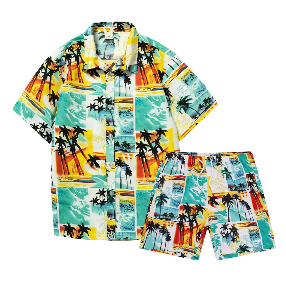 Ensemble 2 pièces style plage pour hommes, collection hawaïenne, chemise avec impression banane 3D, costume d\'été UR, chemises à manches courtes,