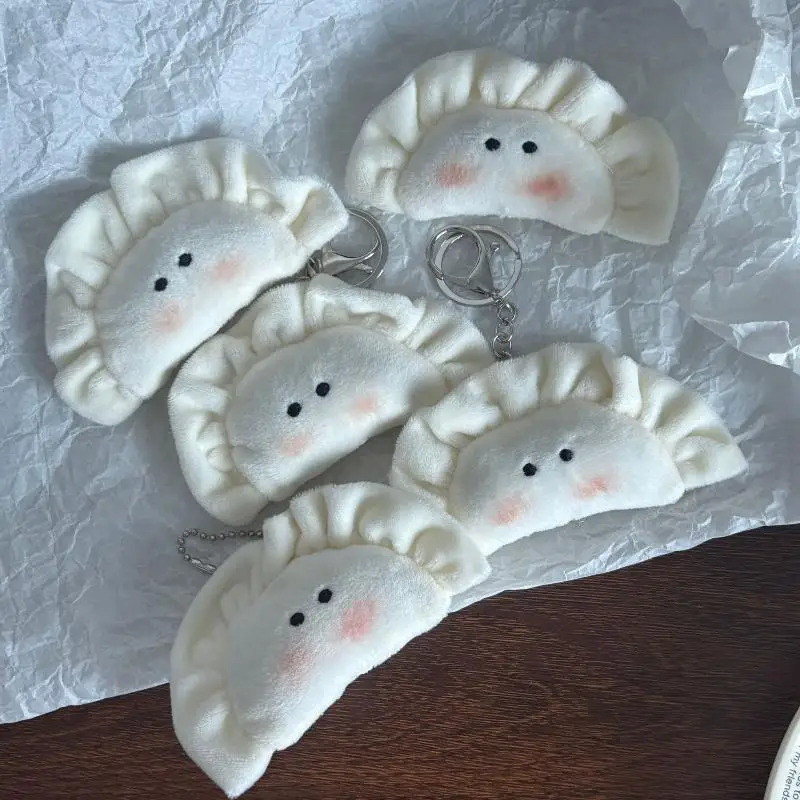 New Cute Plush Dumpling Pendant Keychain Soft Stuffed Keyrings For Boy Girl For Bag Decorations Plush Toys Student Accessories