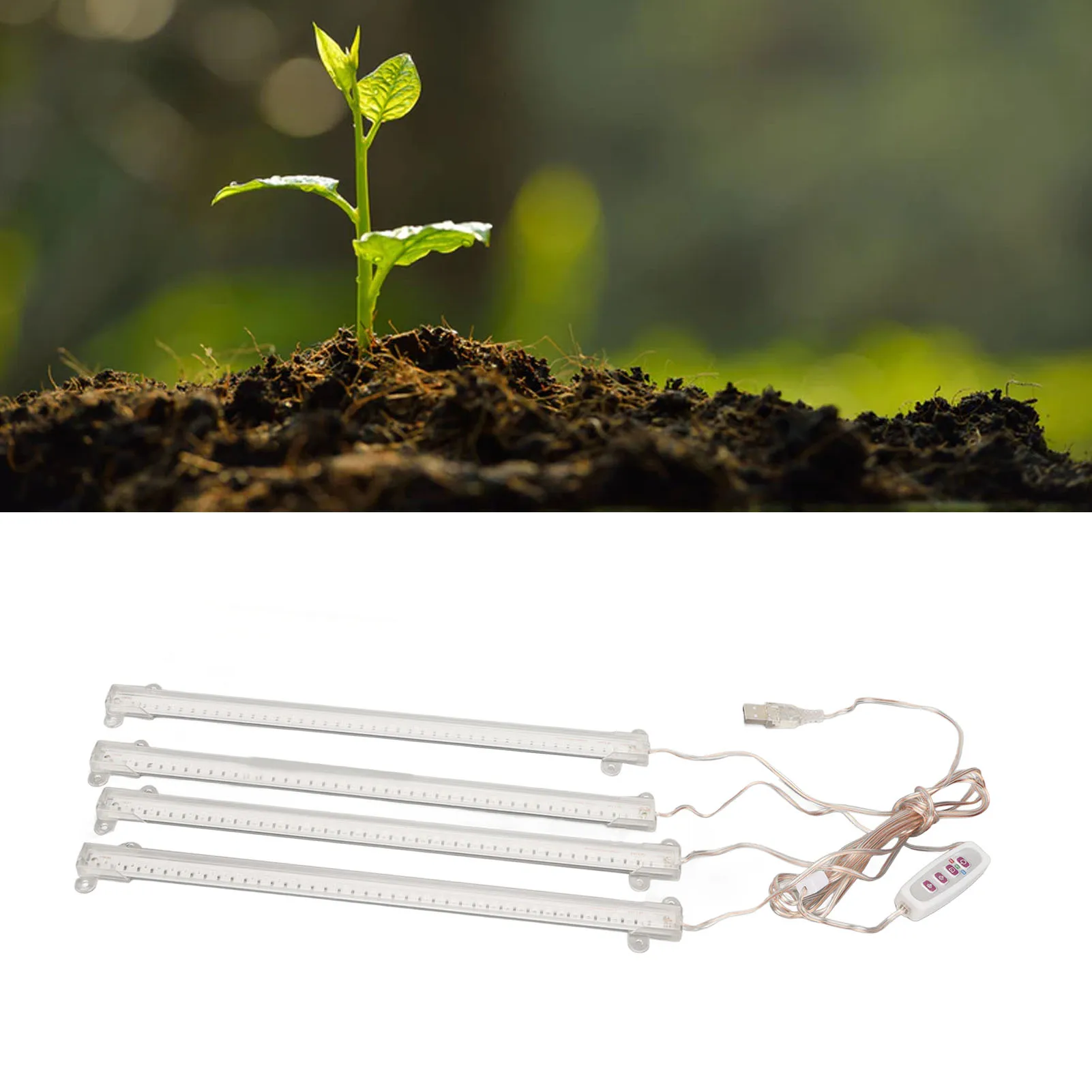 4 Heads Plant Grow Light USB Full Spectrum Grow Light With Dimmable Timer Function For Greenhouse