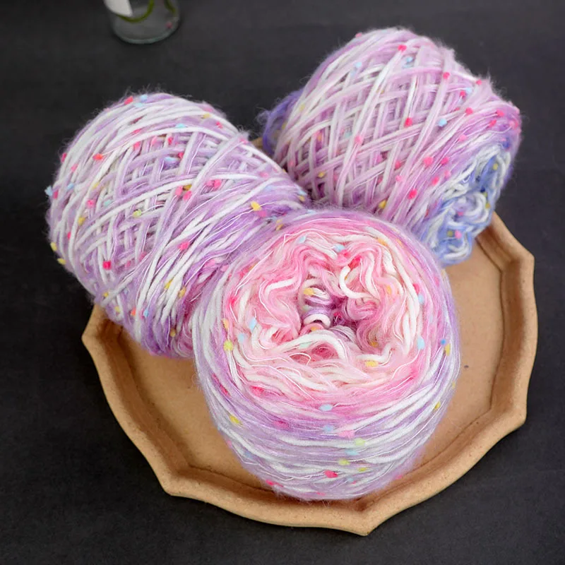 Rainbow Color Scarf Yarn, Beanie Thread, 150g, Ball, Rainbow Color DIY Hand Mix Thread, Handmade Scarf Material, Knitting