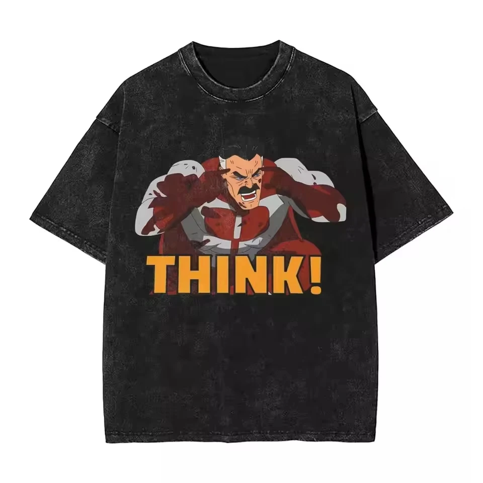 Retro Invincible Cartoon Comic Washed New Arrival Mens Clothes Tee Shirt Homme Graphic T-Shirts Men Tshirt for Men Ropa