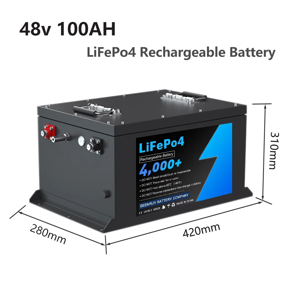 48v 100AH  Lifepo4 Battery Pack Deep Cycle With BMS Optional Bluetooth for Golf cart AGV logistics truck +10A Charger