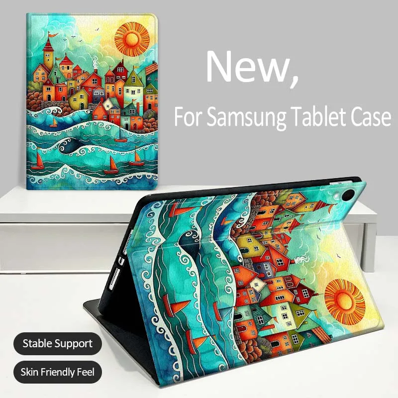

Starry Night Village House Tablet Case For Samsung Galaxy Tab A A7 A8 A9 A11 S6 S11 Lite Plus 10.1 10.4 10.5 Inch 2022 2025