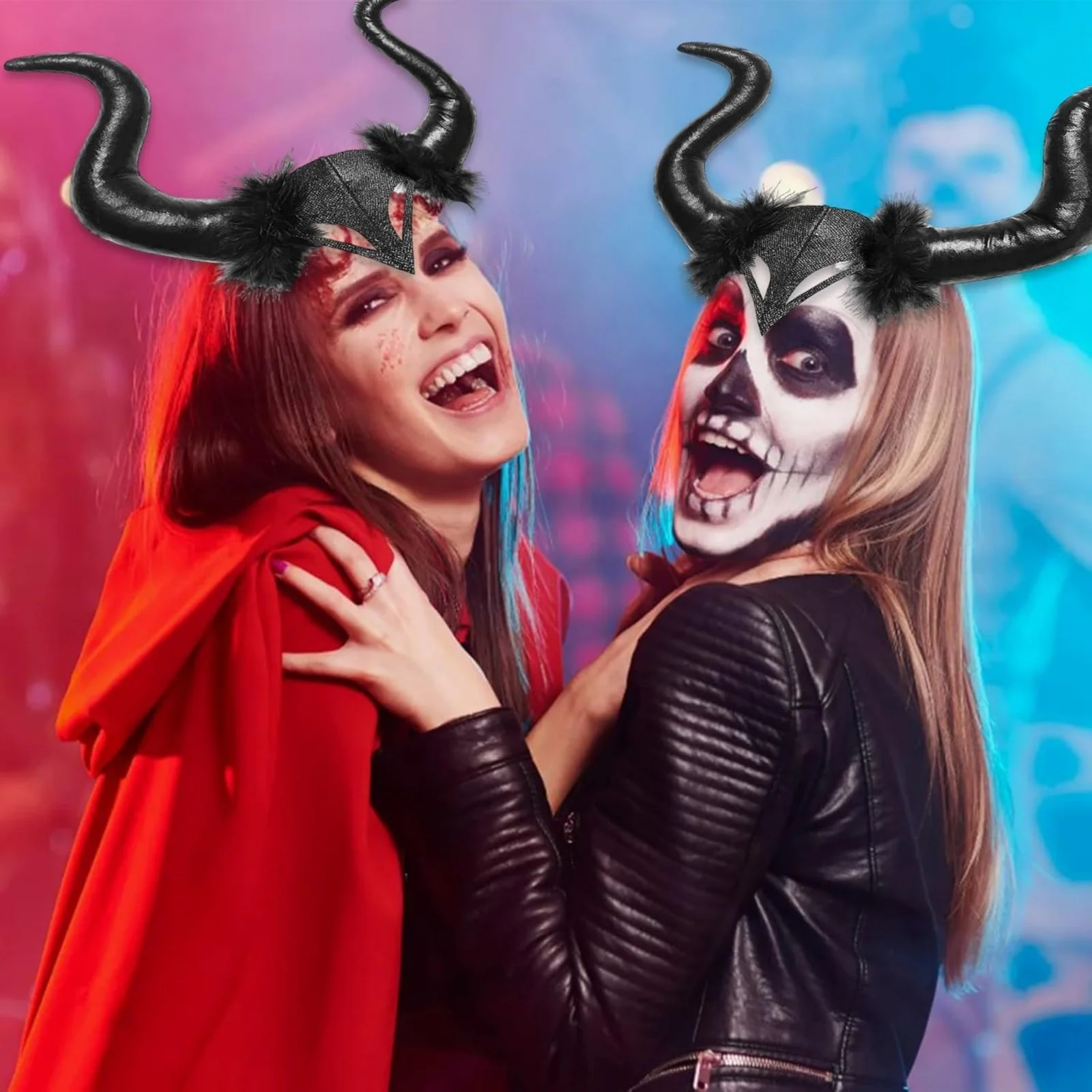 1 шт. повязка на голову с рогами быка и мехом, черная, реквизит для косплея на Хэллоуин, стильное украшение костюма