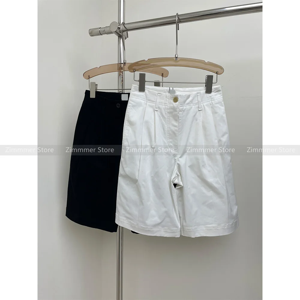 

2024 Summer new high-waisted loose simple casual wide-legged five-minute Chinese pants shorts female