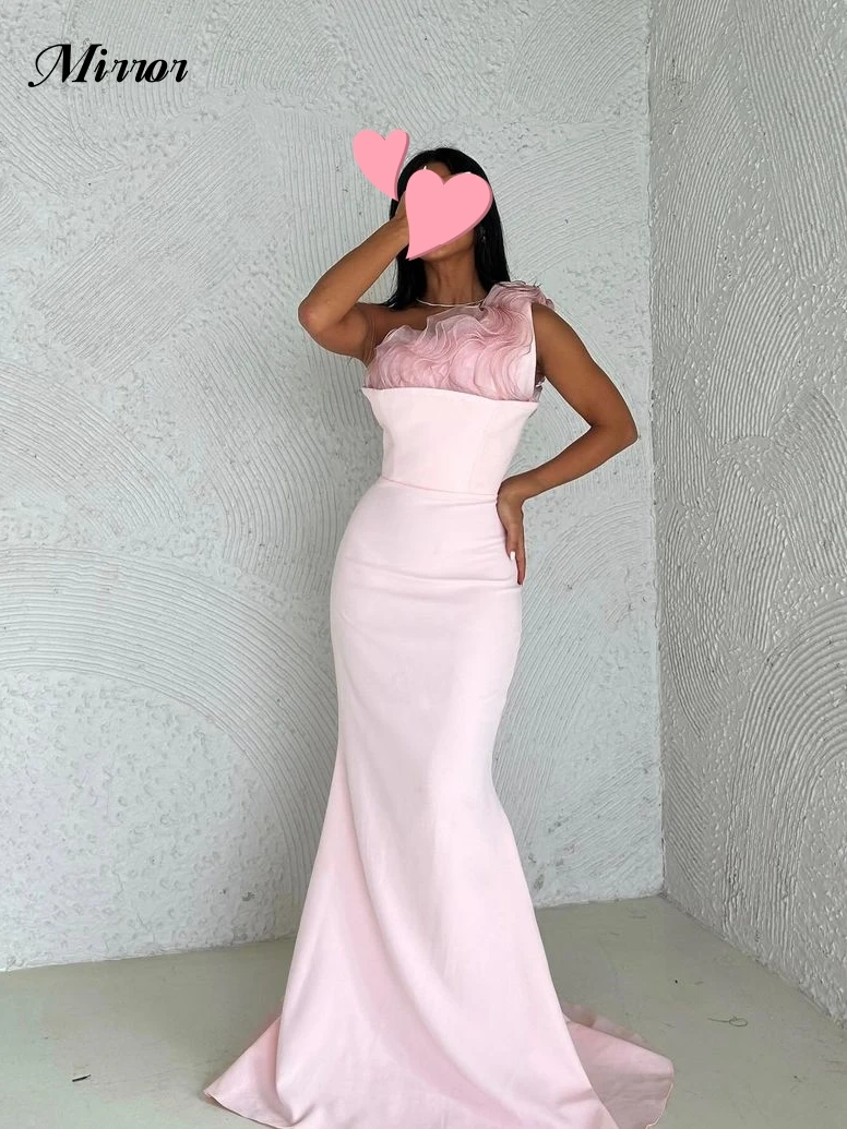 Mirror Dress Elegant Vintage Sexy Sweet Pink Mermaid Ruffle Customize Formal Occasion Prom Dress Evening Party Gowns