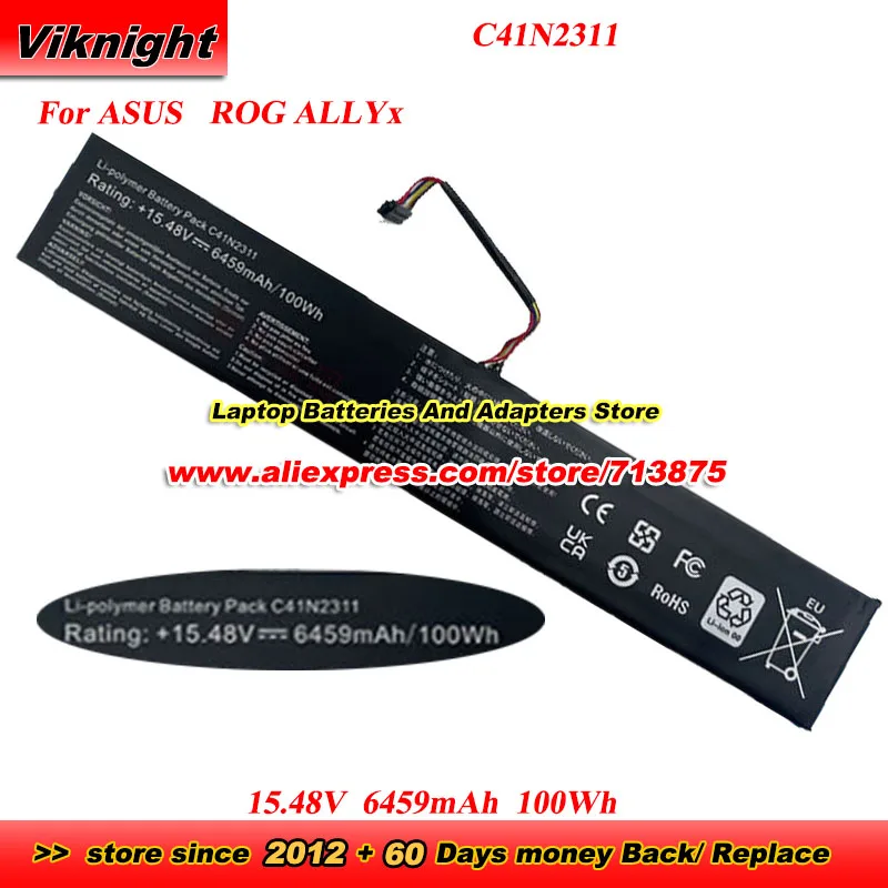 

Аккумулятор C41N2311, 100 Втч, 15,48 В, 6459 мАч, расширяющая емкость 100 Втч для портативной игровой консоли ASUS ROG ALLY X, аккумулятор