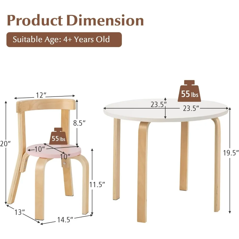 Costzon Kids Table and Chair Set, 5-Piece Wooden Activity Table w/ 4 Chairs, Toy Bricks, Classroom Playroom Daycare Furniture