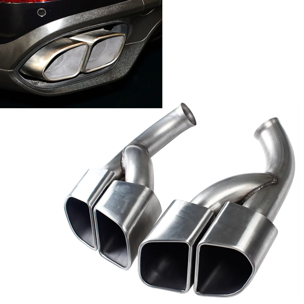 2PCS Car Rear Exhaust Tip Exhuast Pipe Muffler Nozzle Air Outlet Vent Tailpipe For Porsche Cayenne V6 2015-2017