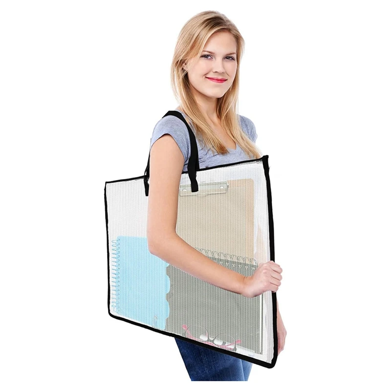 19X25 Art Portfolio Bags,Clear Portfolio Folder For Artwork,Waterproof Poster Storage Bags+Handle For Drawing Board