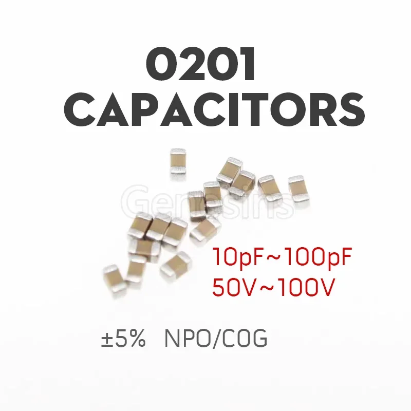 100pcs 0201 SMD Capacitor 10pF 12pF 15pF 18pF 20pF 22pF 24pF 27pF 30pF 33pF 39pF 47pF 56pF 68pF 82pF 100pF C0G NPO 50V 100V ±5%