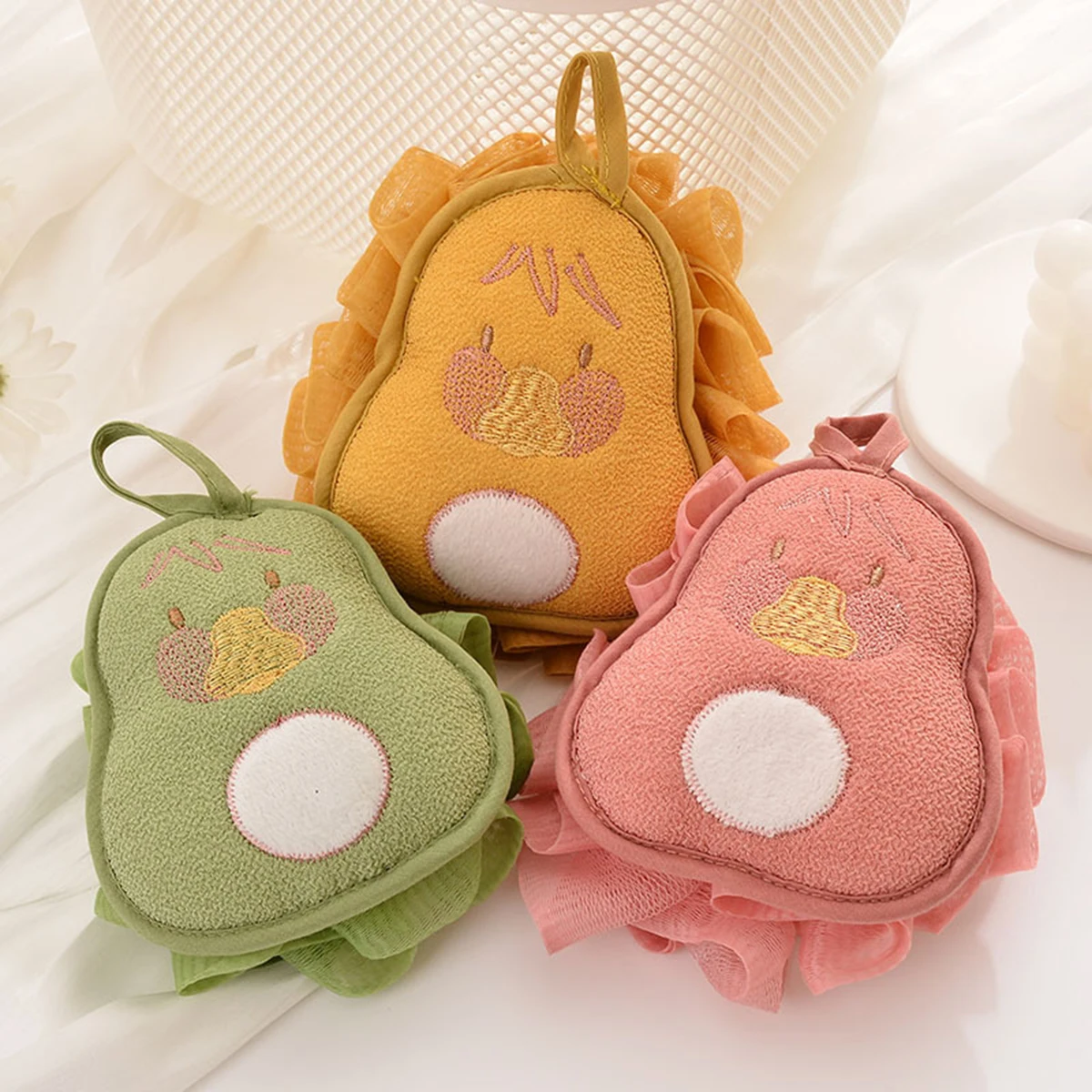 Style Pear Bath Flower Bath Ball Candy Colour Home Bath Products Soft Not Hurt The Skin Rubbing Lathering Bath Ball New Arrivals