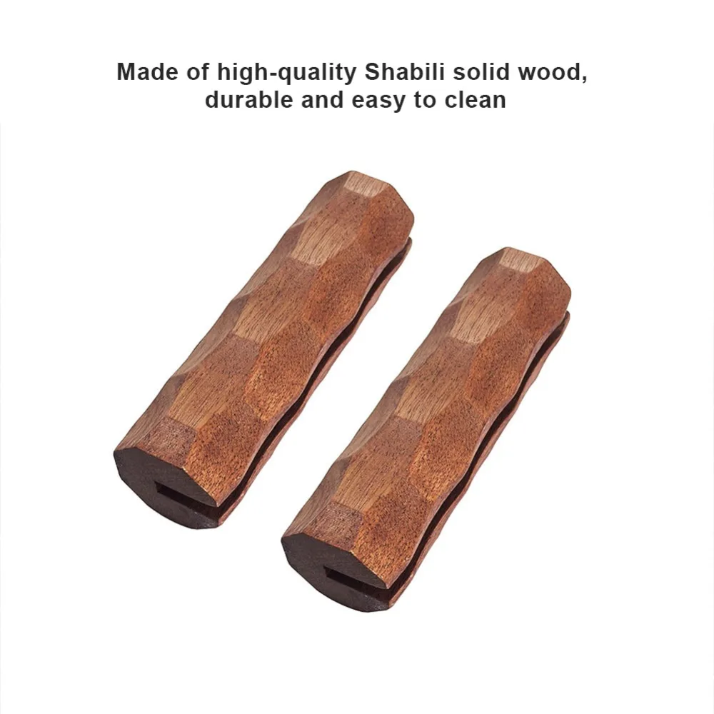 2Pcs Portable Wooden BBQ Plate Handle Anti Scald Non-slip Grill Pan Handle Thickness Multi-Purpose Insulated Grips Barbecue