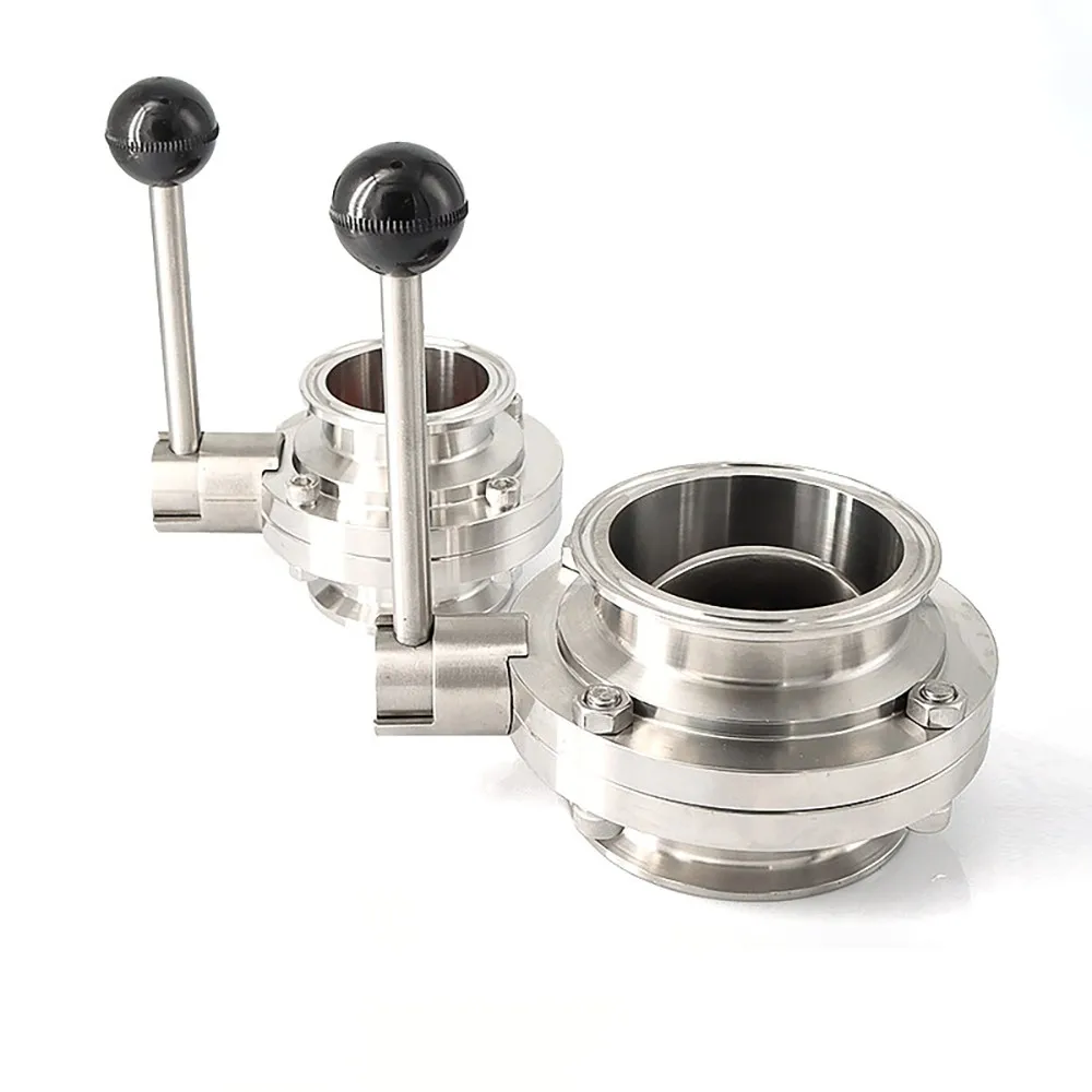 

3/4“ 1” 1-1/2" 2" 3" SS304 Stainless Steel Sanitary 50.5/64/77.5/91mm Tri Clamp Butterfly Valve Homebrew Beer Dairy Product