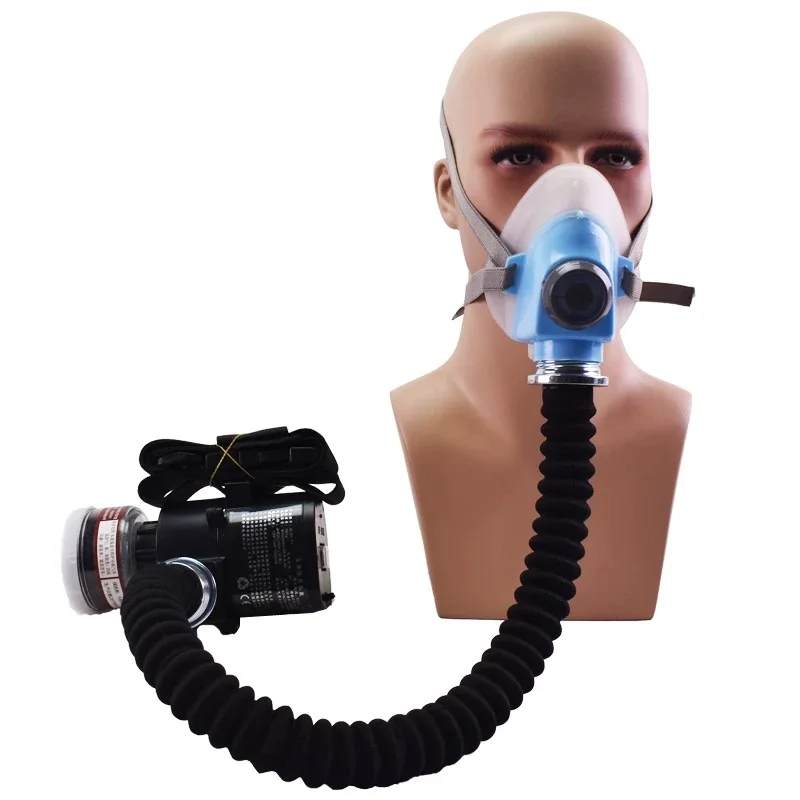 2pcs Electric Constant Flow Air Supplied Fed Respirator Half Face Gas Mask Pump 2 Pipe Respirator Respirator-System-Device Gas