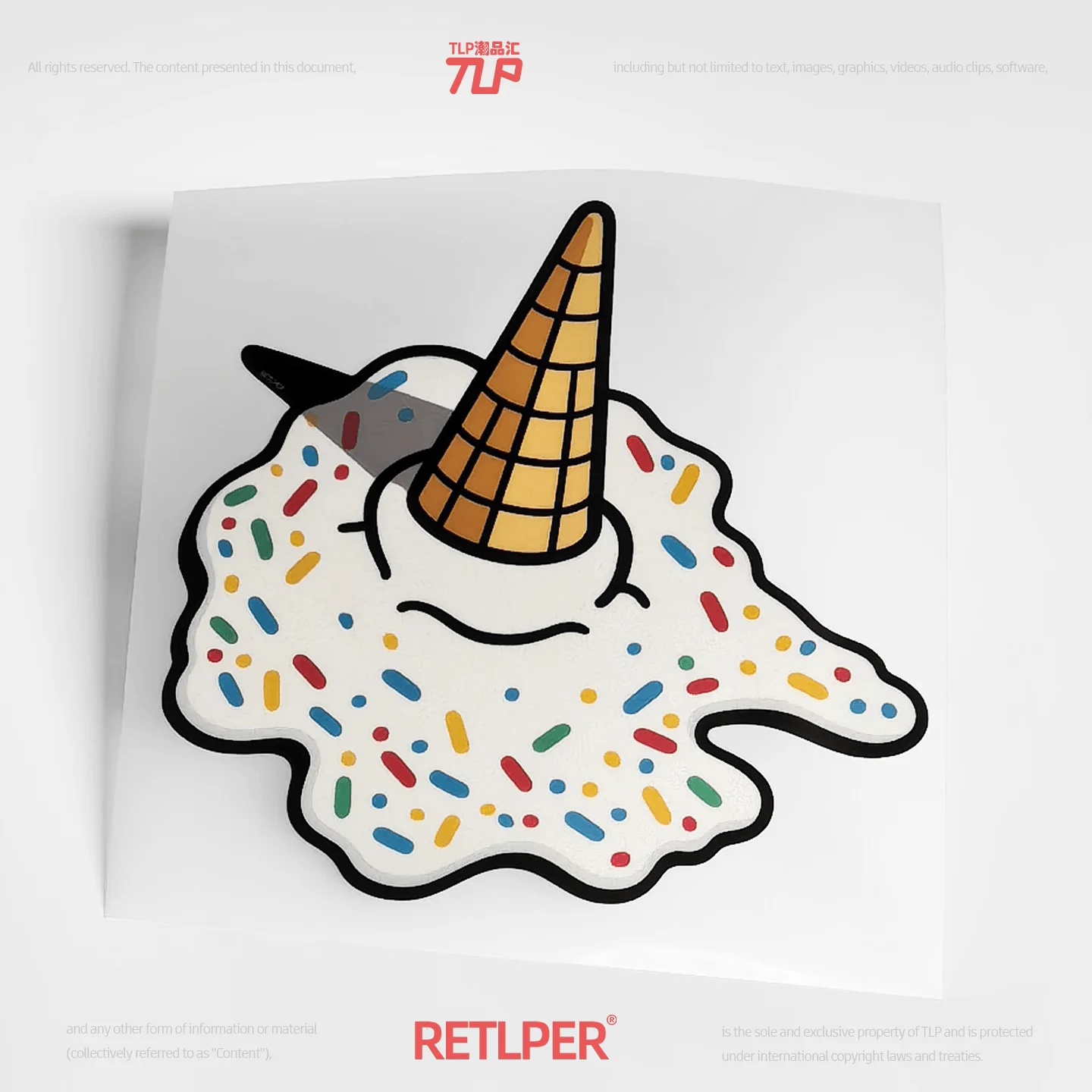 Retlper Reflective Car Sticker Original Melting Ice Cream Cone Stickers Transform into Unicorns Car and Motorcycle Flat Stickers