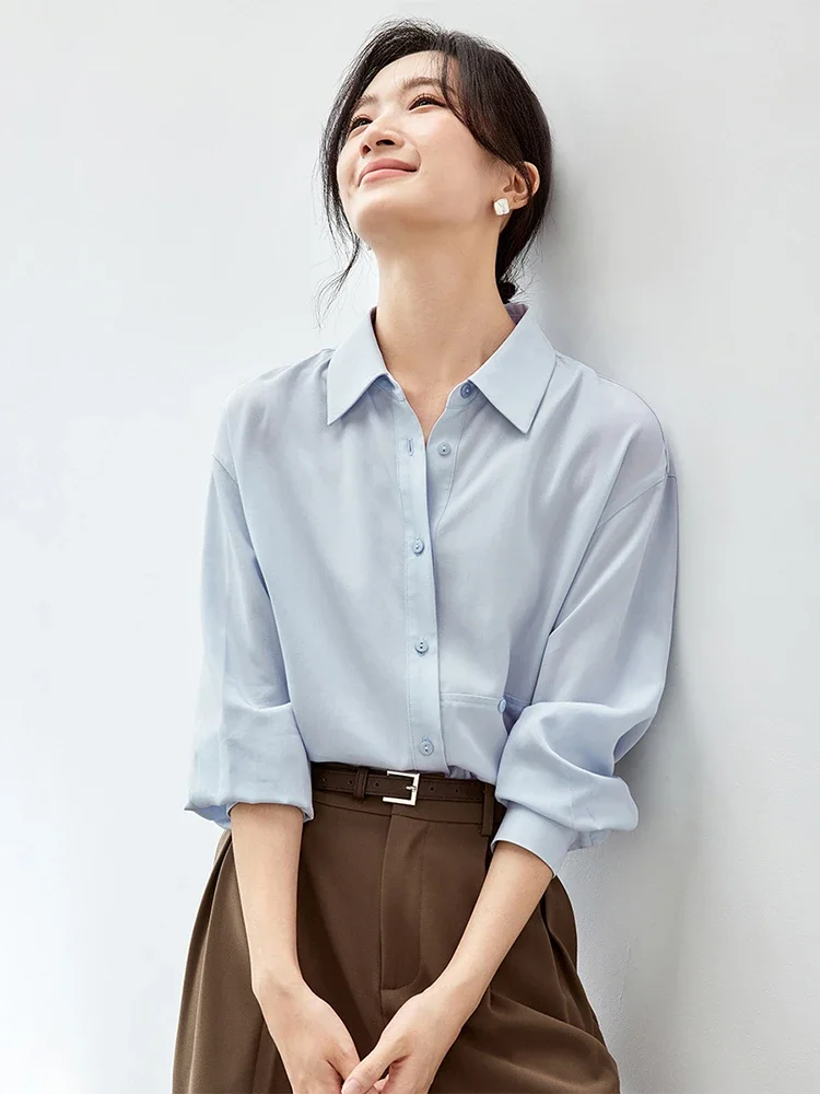 SENTUBILA femmes Lyocell chemise décontractée 2025 printemps été mode confortable boutonné chemises et chemisiers femme hauts 143C55923