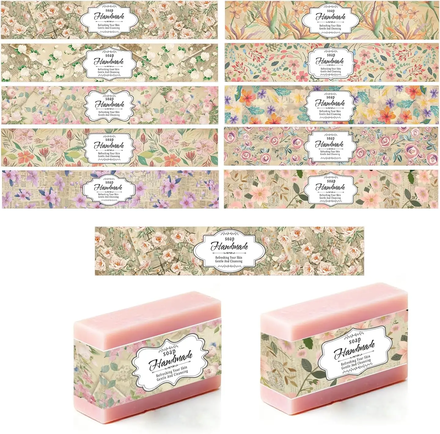 

100 Eucalyptus Leaves Soap Wrapper for Homemade Soap - Kraft Paper Vertical Tag Soap Sleeves Co Covers for Christmas Homemade