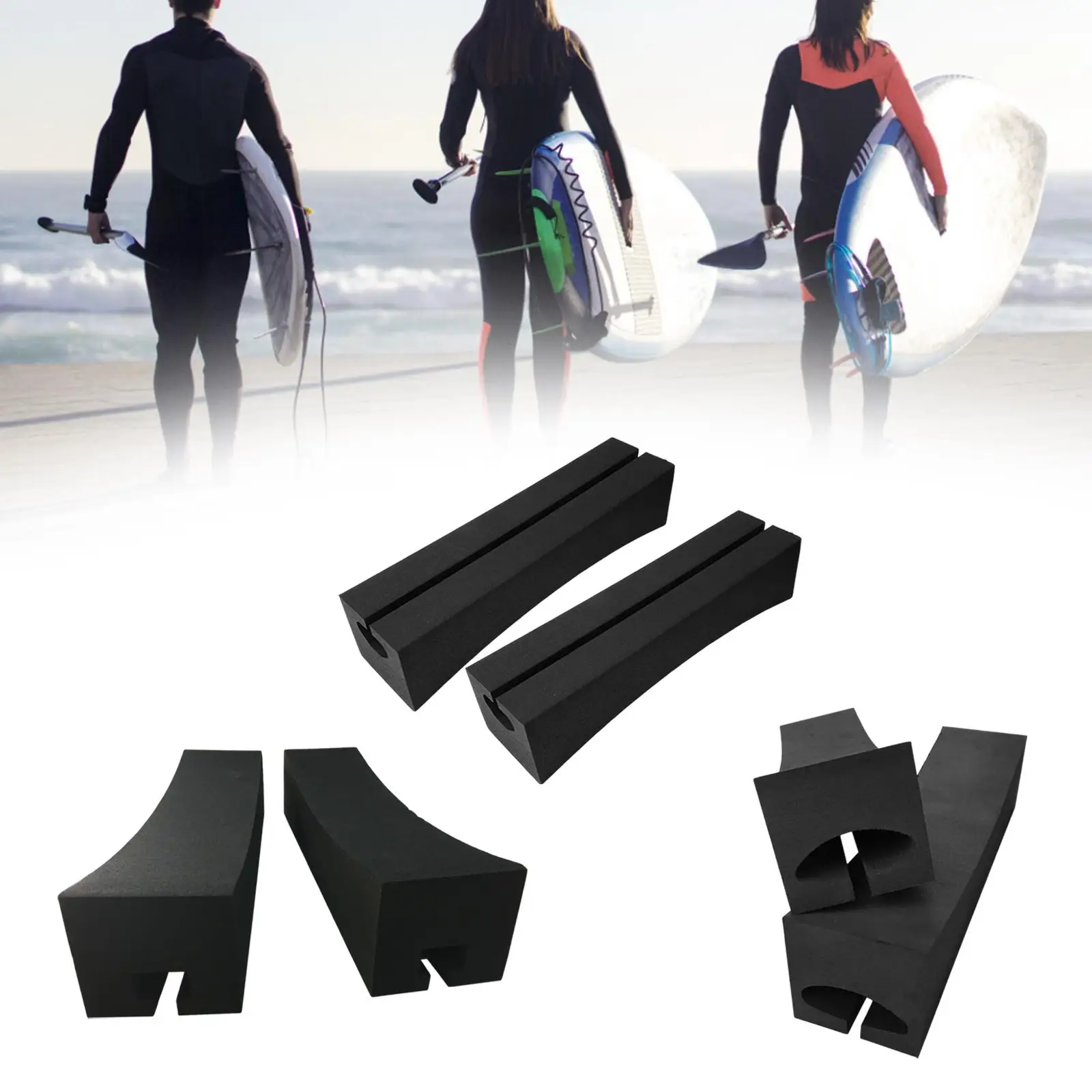 

2 Pieces Car Top Kayak Carrier Kayak Carrier Simple Installation Sturdy Black Professional Replacement Attachment Accessory