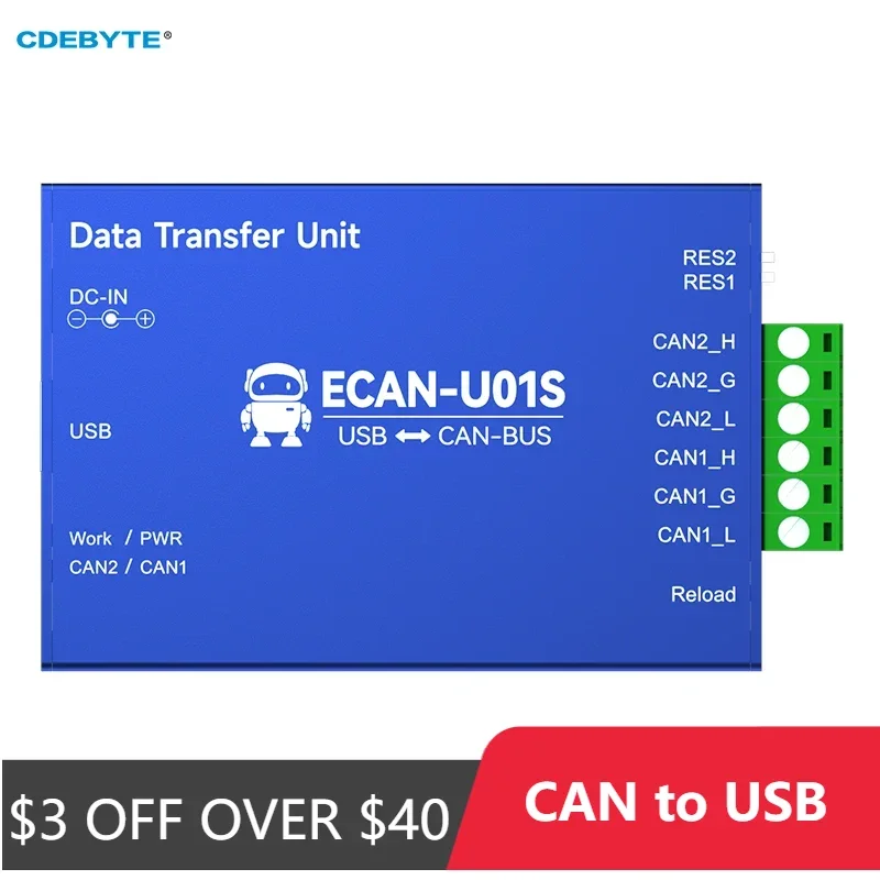 Can ao Conversor do Usb Analisador do Barramento do Depurador Can2.0 Transceptor Bidirecional Can-bus 2-way Cdebyte Ecan-u01s Relé Portátil