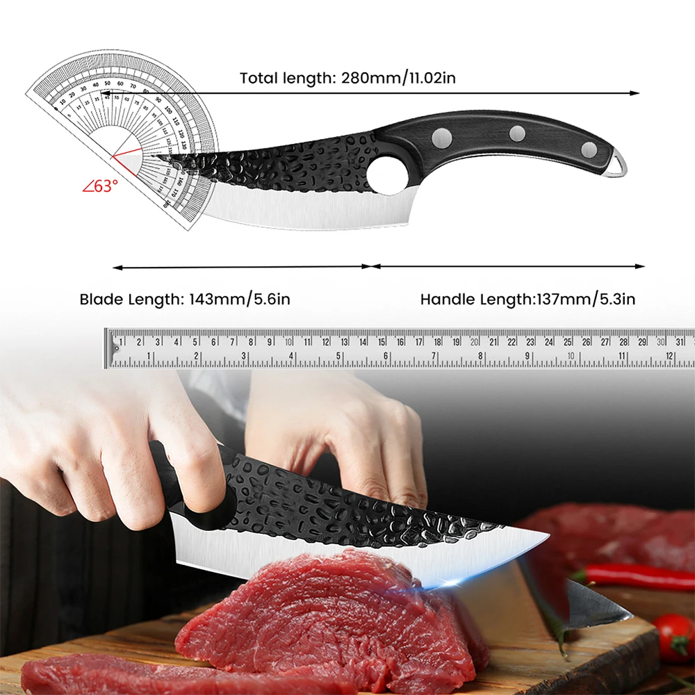 Cuchillo de deshuesado de cocina forjado hecho a mano, cuchillo de Chef afilado de acero inoxidable, cuchilla de carne, cortador de verduras, cuchillo de Chef doméstico