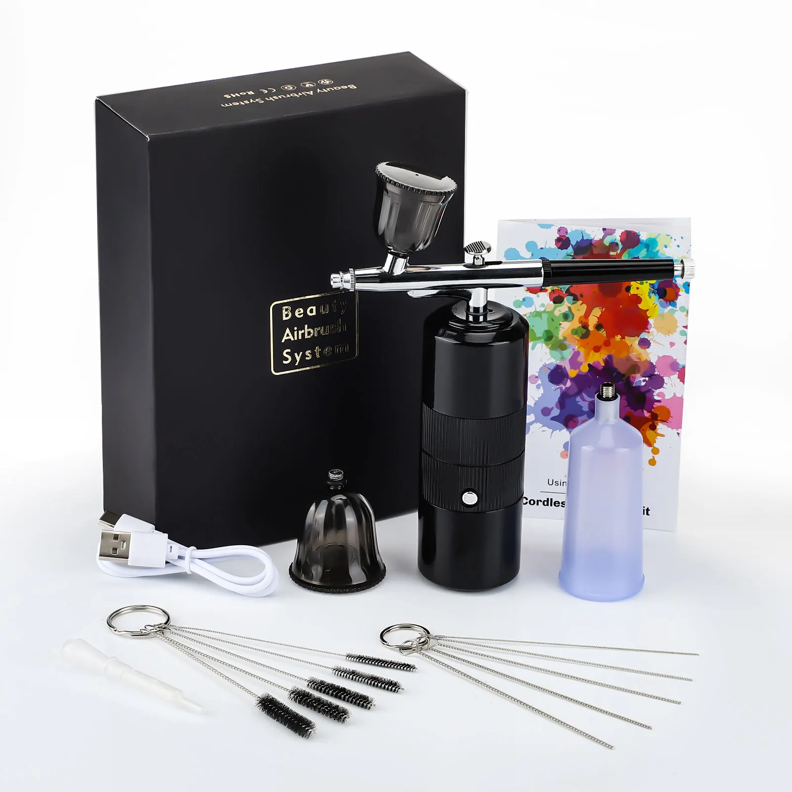 Airbrush Compressor Kit Air Brush Sprayer Gun Water Oxygen Deep Hydrating Machine for Nail Art Tattoo Cake Makeup