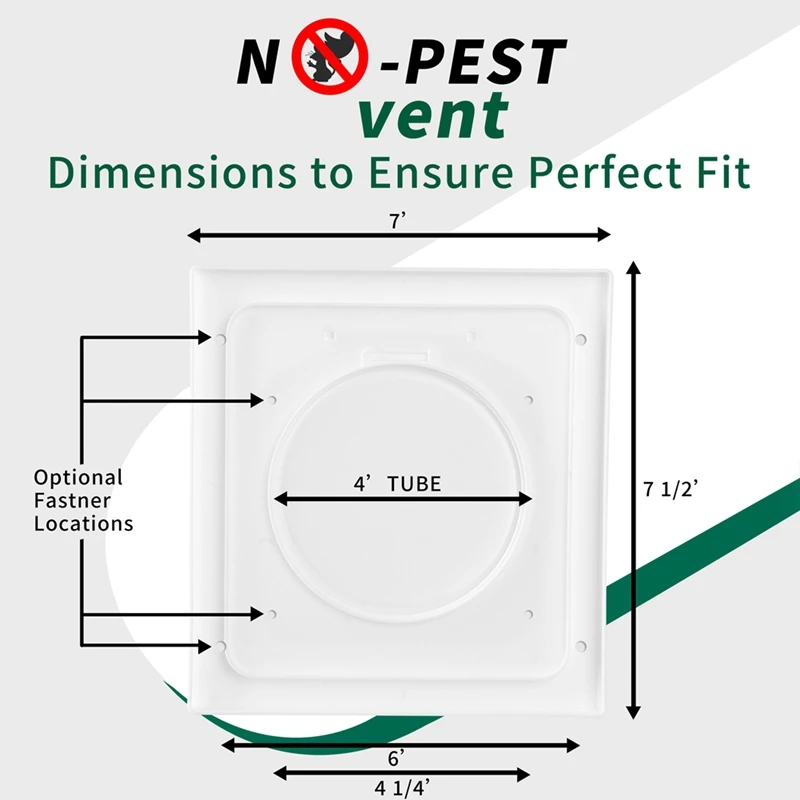 Dual Door Dryer Tampa de ventilação plástica, 4 Polegada, plástico, tampa de ventilação ao ar livre, sem fiapos coletando tela, 1 pc