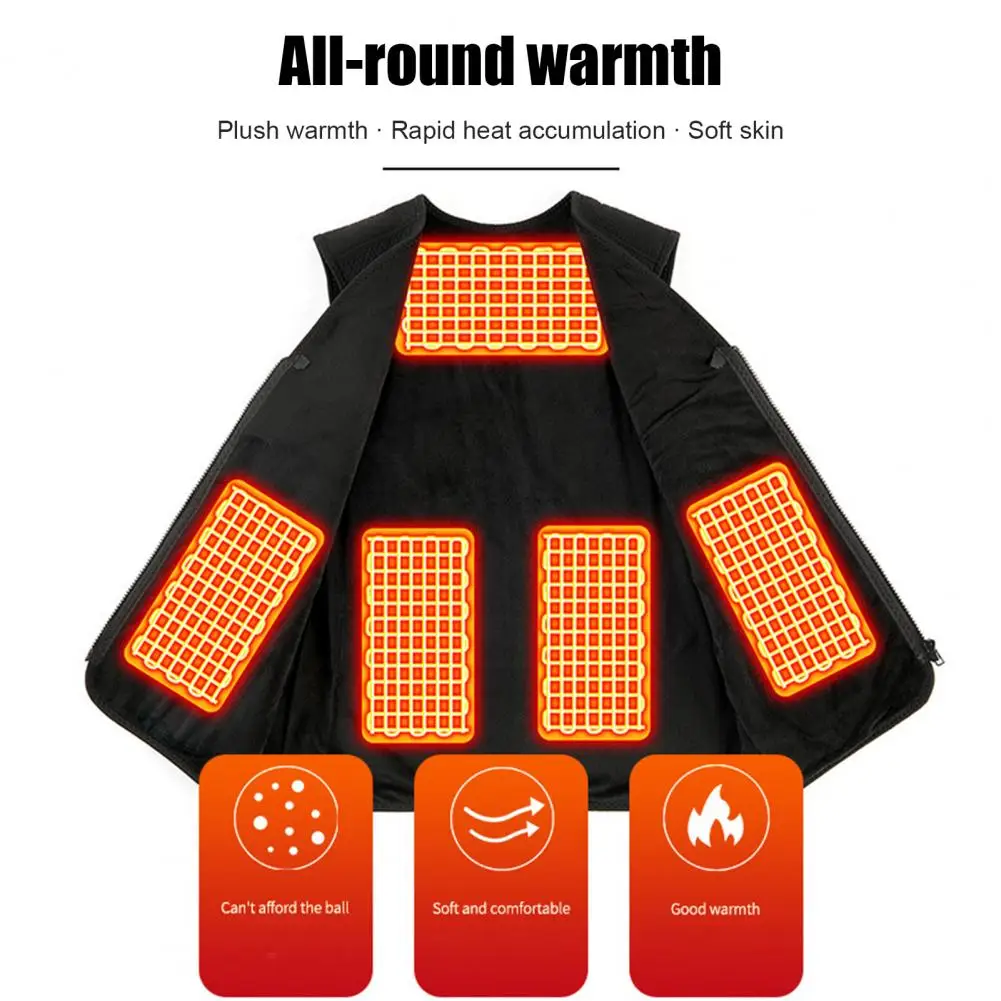 Heating Waistcoat 5 Heating Zones 3 Adjust Mold Comfortable to Wear V Neck Self Heating Vest for Outdoor