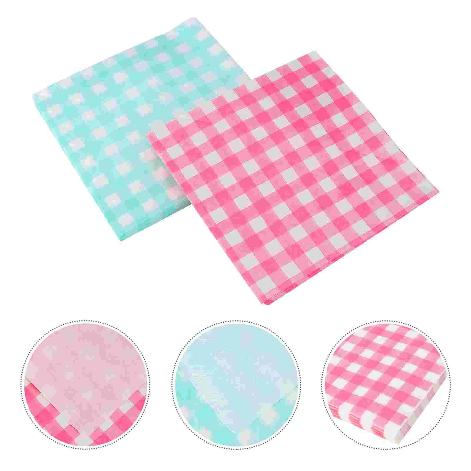 

80 Pcs Paper Napkin Set Grid Patterned Tissue Party Supply 180g Pulp Green Checks Table Cloth Festival Christmas