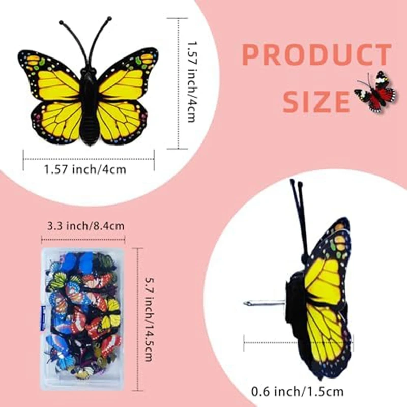 蝶の装飾的な親指、プッシュピン、カラフル、耐久性、壁、40個