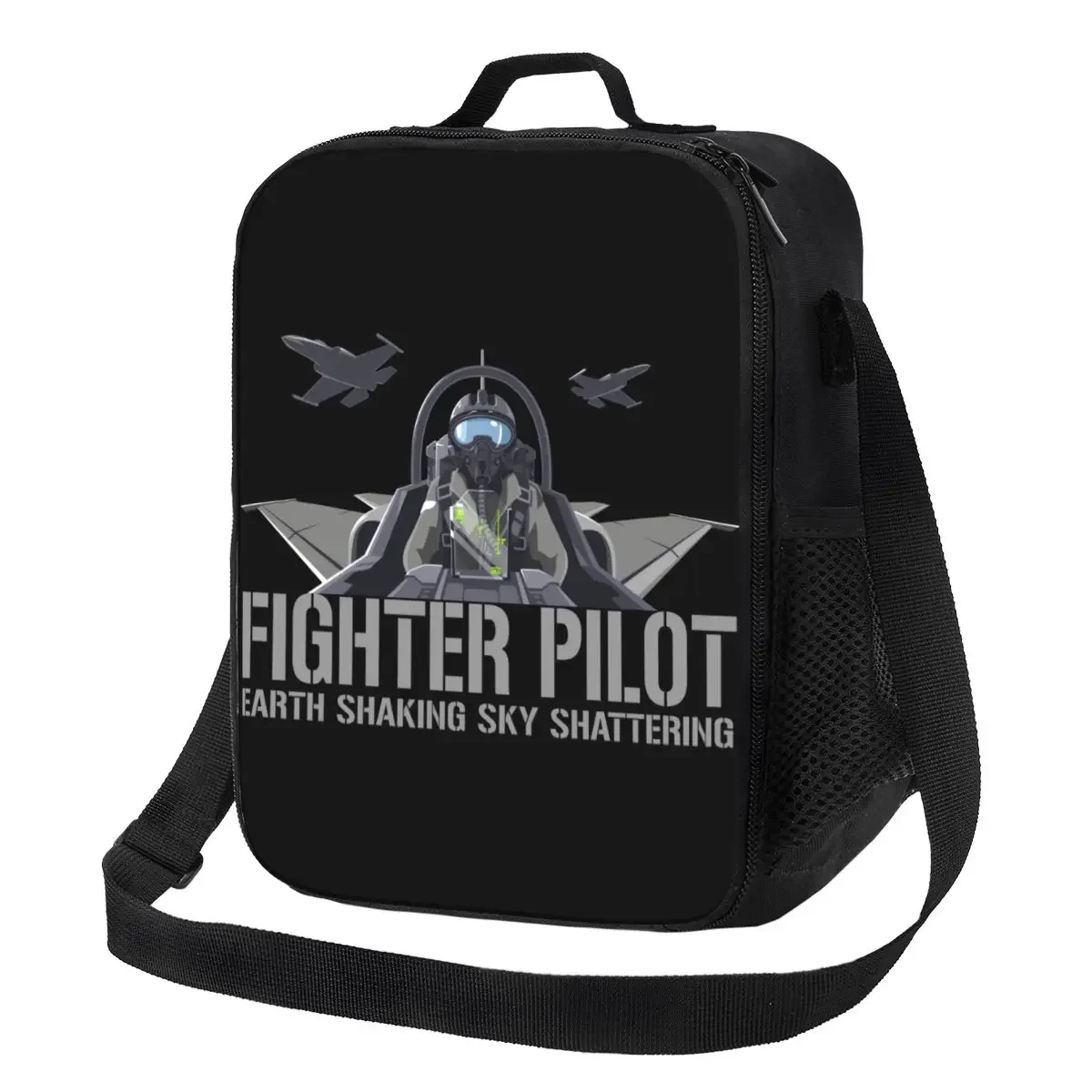 

Fighter Pilot Cockpit Insulated Lunch Bag Work School Aviation Airplane Jet Plane Leakproof Cooler Thermal Bento Box Women Kids