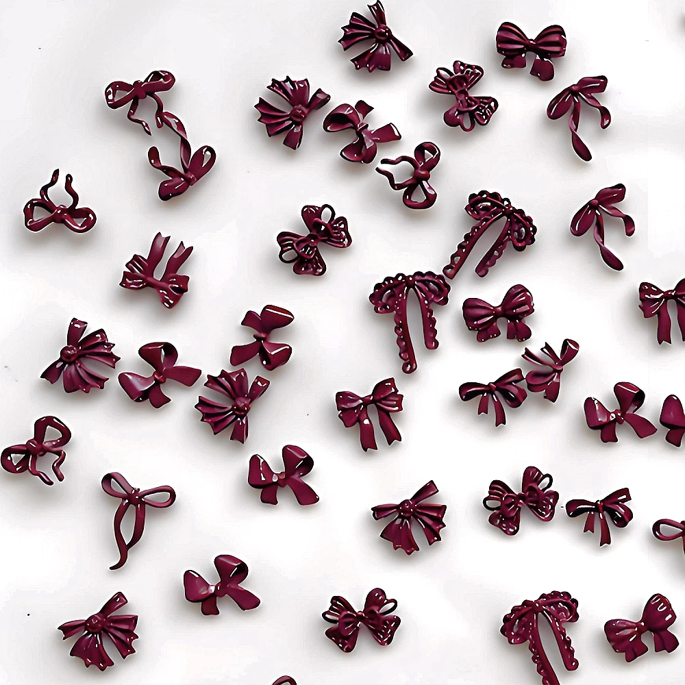 10Pcs 3D Spray Painted Metal Bow Tie Nail Art Charms Lacquered Bowknot Accessories For Nails Decoration Design Manicure Supplies