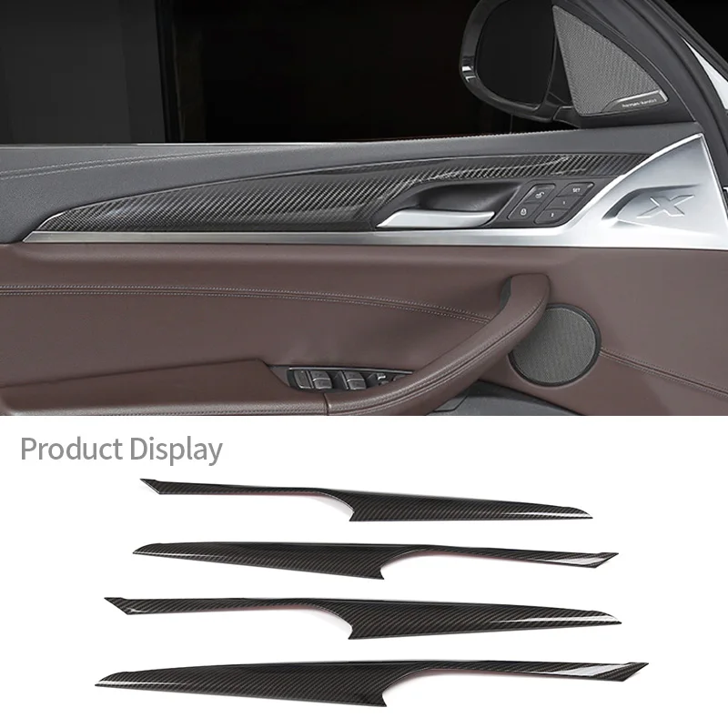 For BMW X3 G01 X4 G02 2018-2020 Real Carbon Fiber Auto Inner Door  Handle Decorative Panel Cover Car ​Interior Accessories 4 Pcs