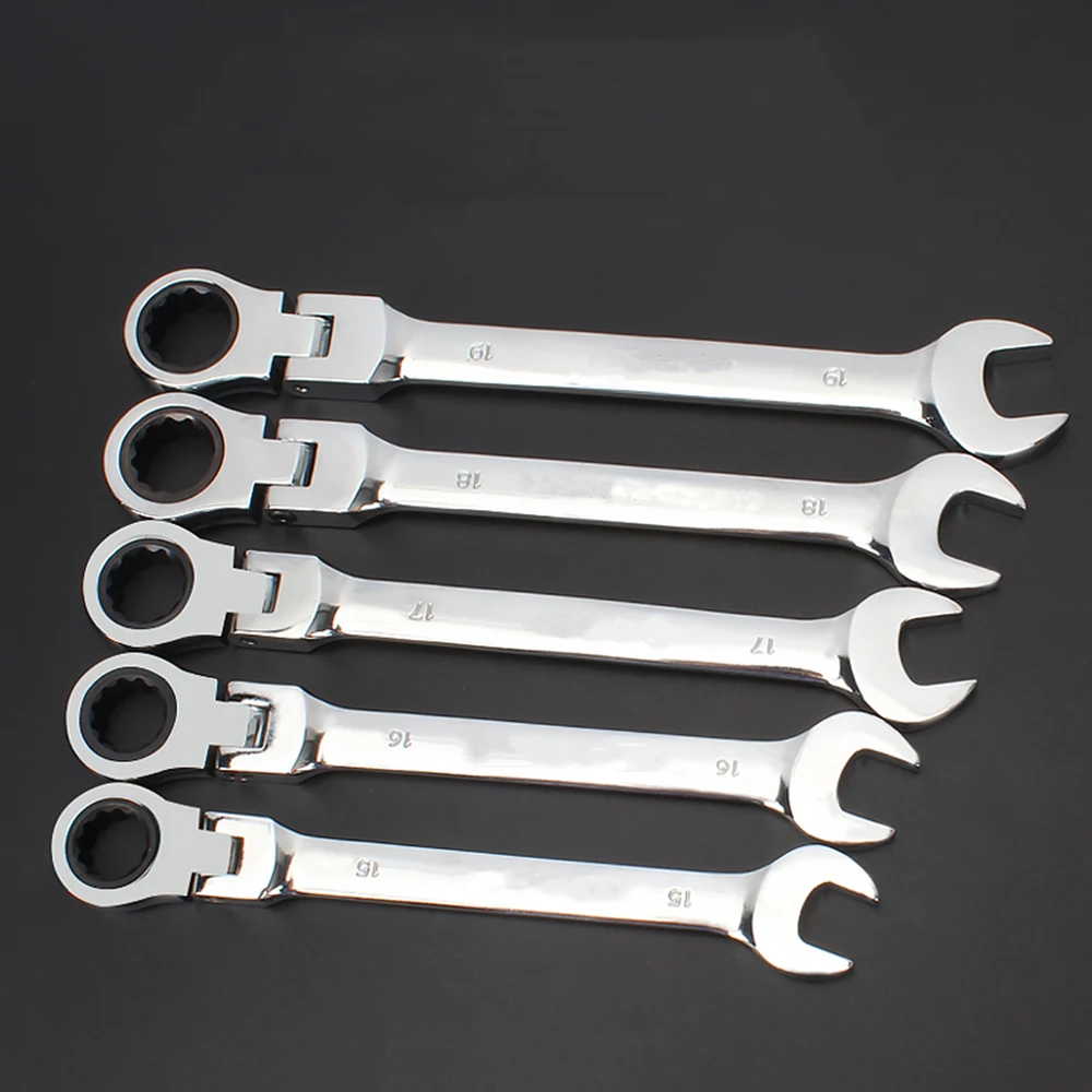 Flex Hoofd Ratel Wrench Set, Combinatie Steeksleutel Kits, chroom Vanadium Staal Handgereedschap Socket Sleutel Ratelsleutel Set