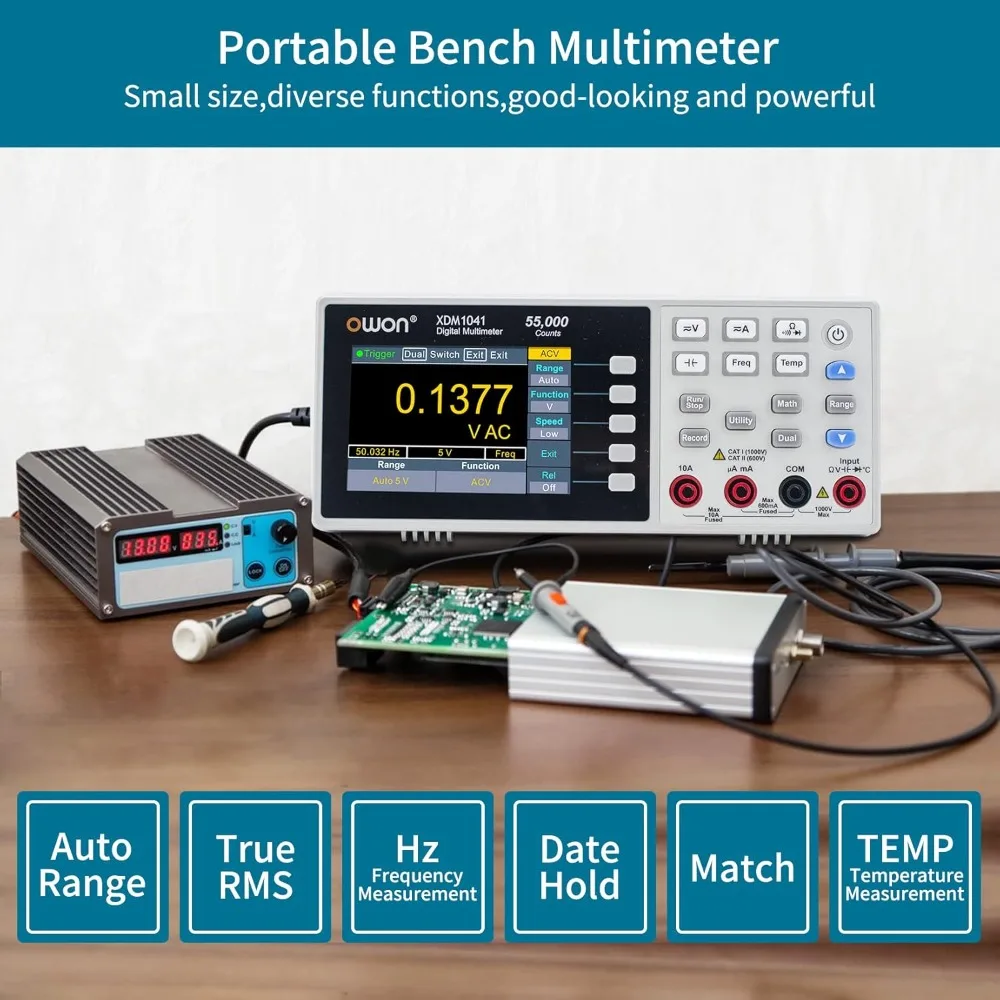 Portable Digital Multimeter 3.5in LCD True RMS 55000 Counts Temperature Tester Meter for Laboratory Factory