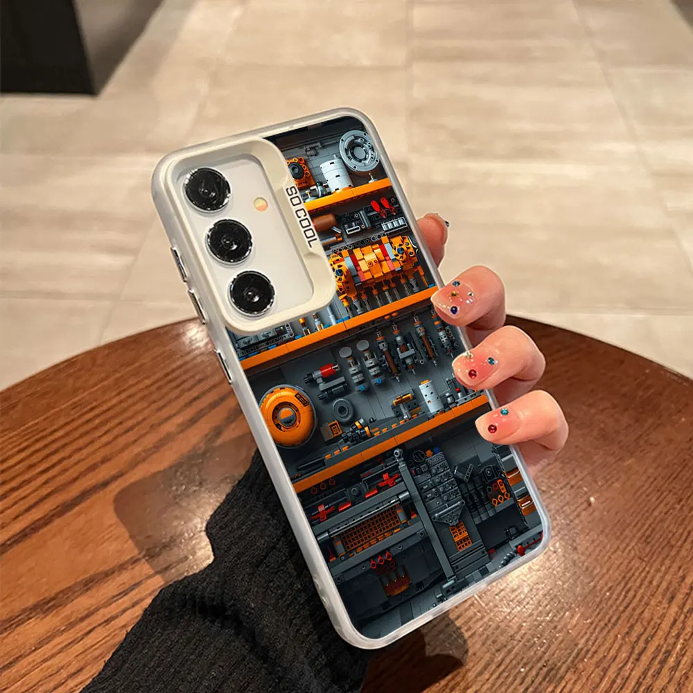 Cool Machinery Building Block Electroplate Silver IMD Case for Samsung Galaxy S22 S23 S24 S25 Ultra S20 Plus S21 FE Phone Covers image 5