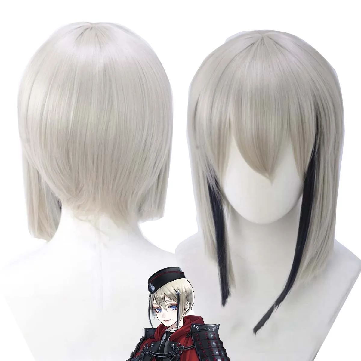 

Men Hyuuga Masamune Cosplay Short Grey Black Synthetic Hair Wig