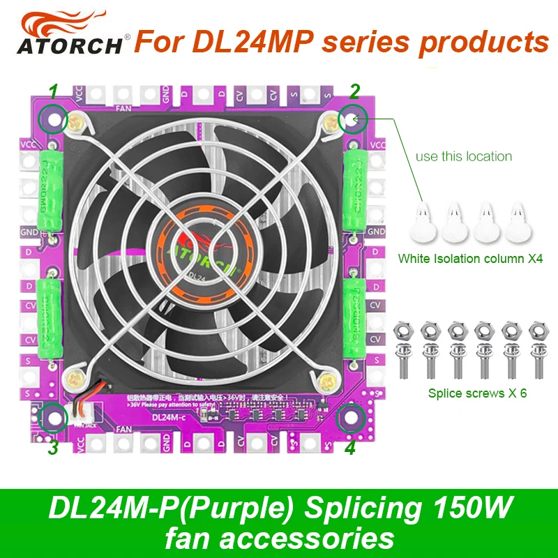 ATORCH splitsaccessoires Uitgebreid vermogen 150W ventilatoraccessoires voor DL24M-P (paars) DL24EW