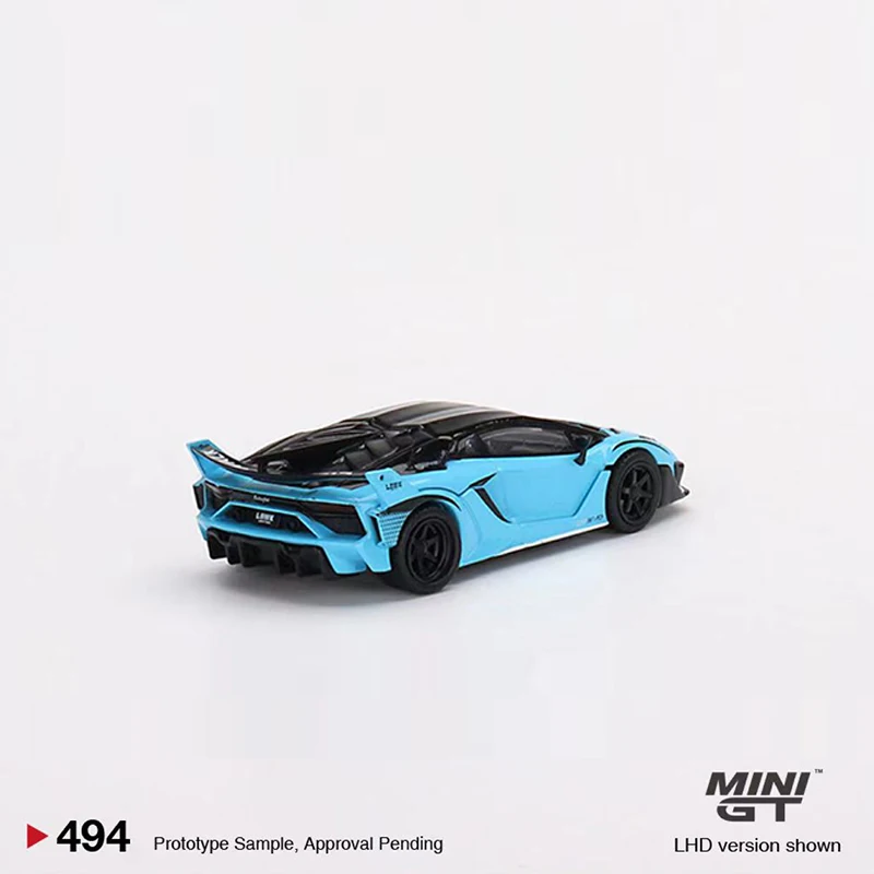 Mini veículo desportivo liga GT EVO, carro modelo 1:64, azul bebê, #494