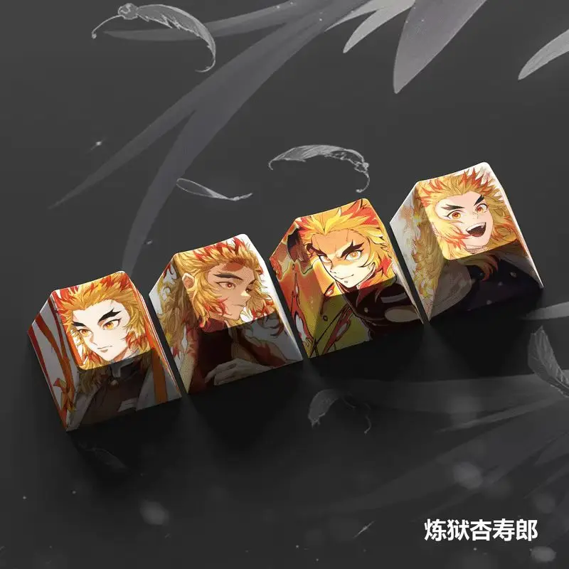 4-pak Demon Slayer Anime Keycaps do klawiatury mechanicznej Cherry PBT Custom Keycap Set Cross Axis PC Gaming Accessories Gift