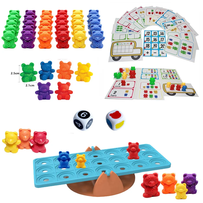 Jouets de genre ours arc-en-ciel Montessori avec tasse à empiler, jeu d'association, classification des documents, éducation précoce, avantages pour les contaminants, 18/36