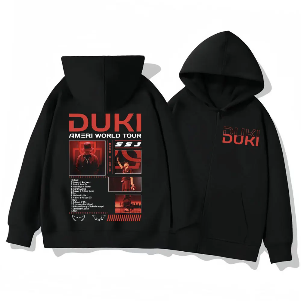 

Rapper Duki Ameri World Tour Zipper Hoodies Men Women Clothing Fashion Y2k Zip Up Pullovers Hip Hop Vintage Hooded Sweatshirts