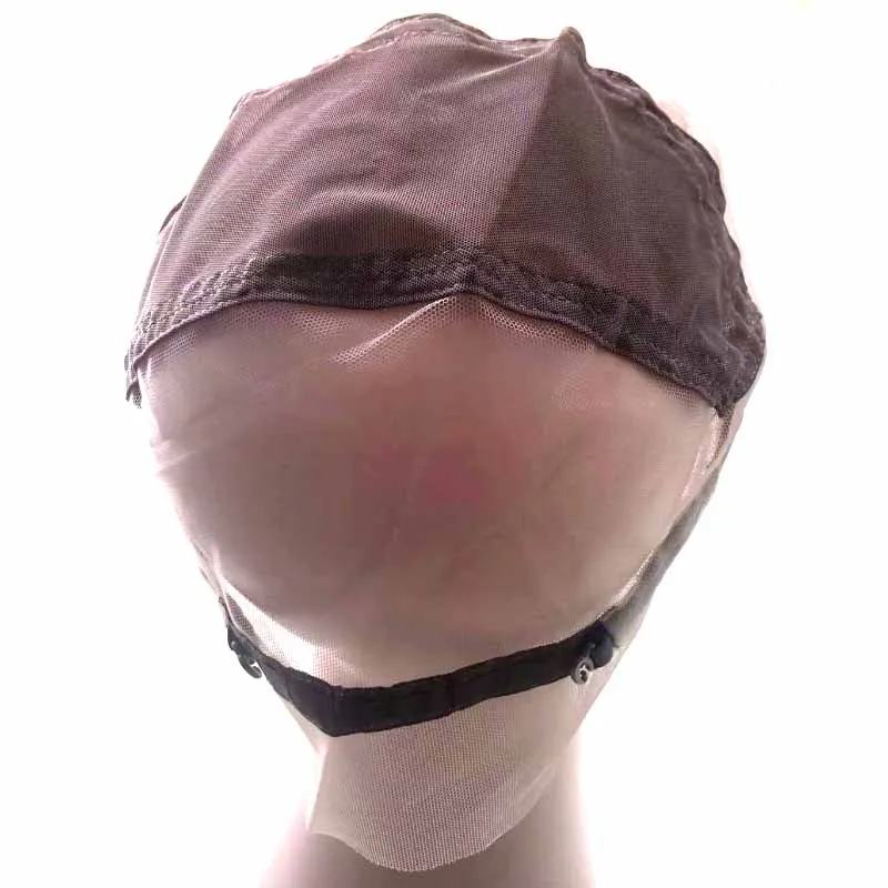 Brown/Beige Full Lace Wig Cap For Making Wig With Adjustable Stretch Straps And Guide Line Customizing Wigs Lace Cap