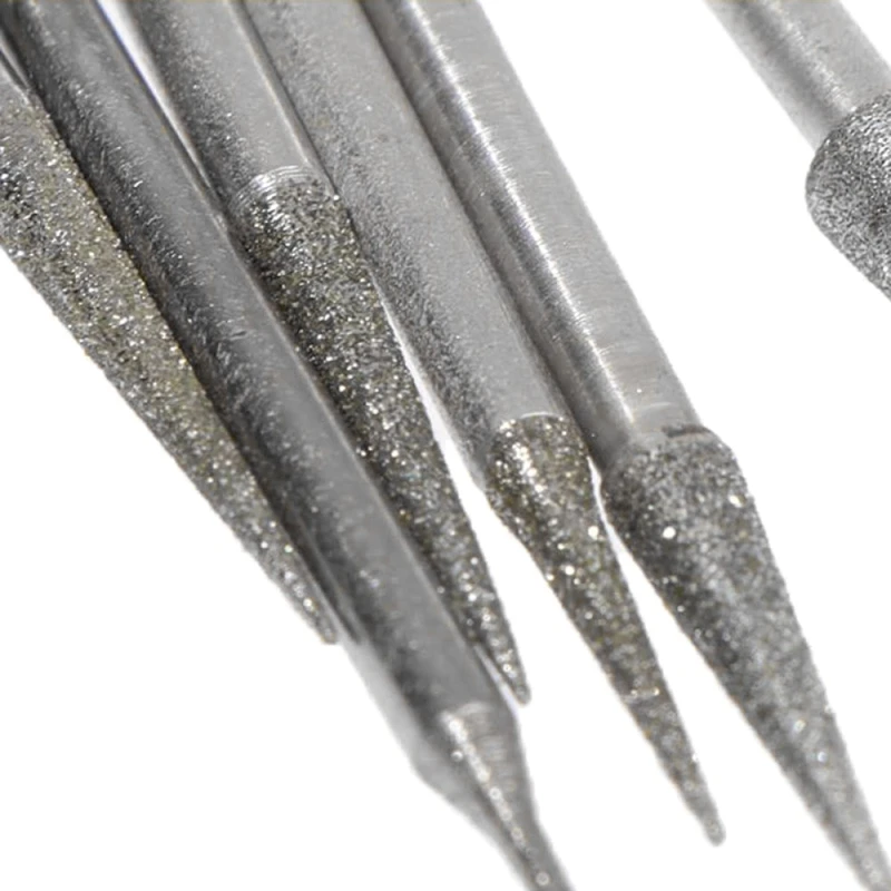 1-6mm Diamond Grinding for Head 2.35/3mm Shank Grinding Needle Bits Burrs 2.0mm for Metal Stone Jade Engraving T Drop Shipping