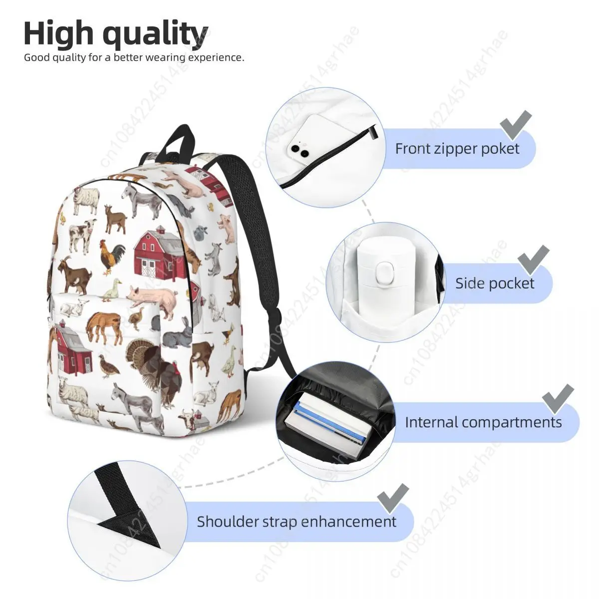 Ransel Hewan Ternak Pedesaan untuk Anak Laki-laki Perempuan, Tas Sekolah Pelajar, Tas Buku, Tas Ransel Angsa Babi, Hadiah