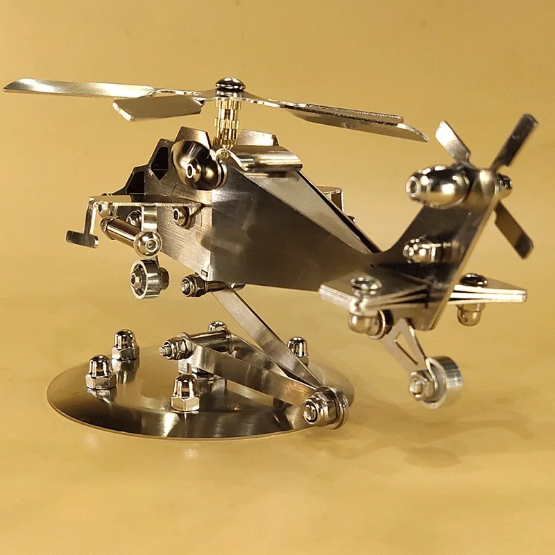 

1PCS Handmade Stainless Steel Helicopter Model - Metal Craft Artwork for Office/Home/Car Desk Decor TV Cabinet Display