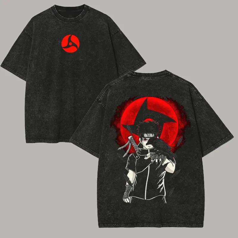 Naruto Shisui Uchiha T Shirt Mangekyo Sharingan Vintage Acid Wash Streetwear  Retro Anime Graphic Men Tees Clothing